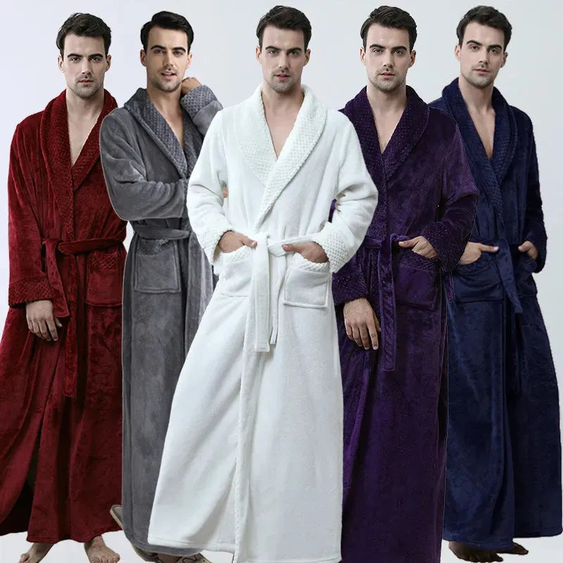 Men's Winter Coral Fleece Nightgown Homewear Thickened Pajamas - Bellarte Enchanté Men's Winter Coral Fleece Nightgown Homewear Thickened Pajamas